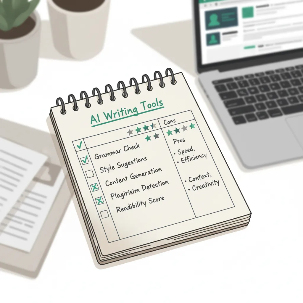 Solo founder's handwritten tool evaluation checklist with feature comparison notes